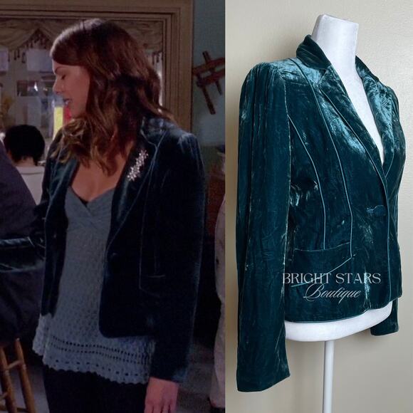 Extremely Rare Teal Velvet Blazer ASO Lorelai Gilmore Girls As Seen On Classic - Picture 4 of 12